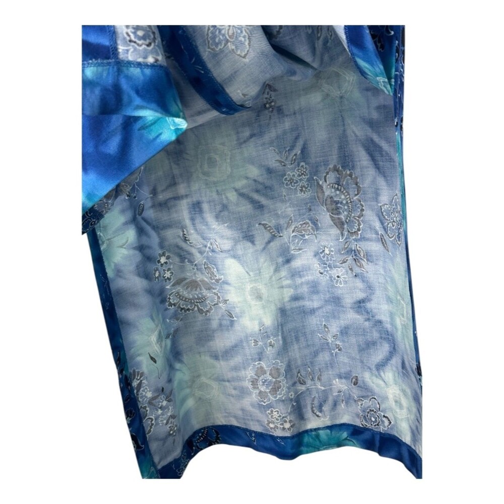 Worthington Size 14 Blue Floral Sheath Midi Dress Sleeveless Rayon Casual Work - Picture 7 of 9